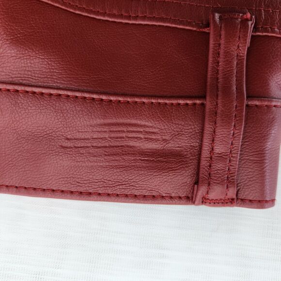 Pistola Pants Womens 26 Dark Red Vegan Leather Straight Crop Holiday Edgy Grunge - Picture 10 of 16